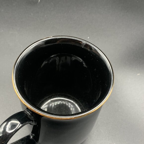 Otagiri Lacquerware Black Set of 4 Mugs Sea Shells Gold Trim - Picture 5 of 6